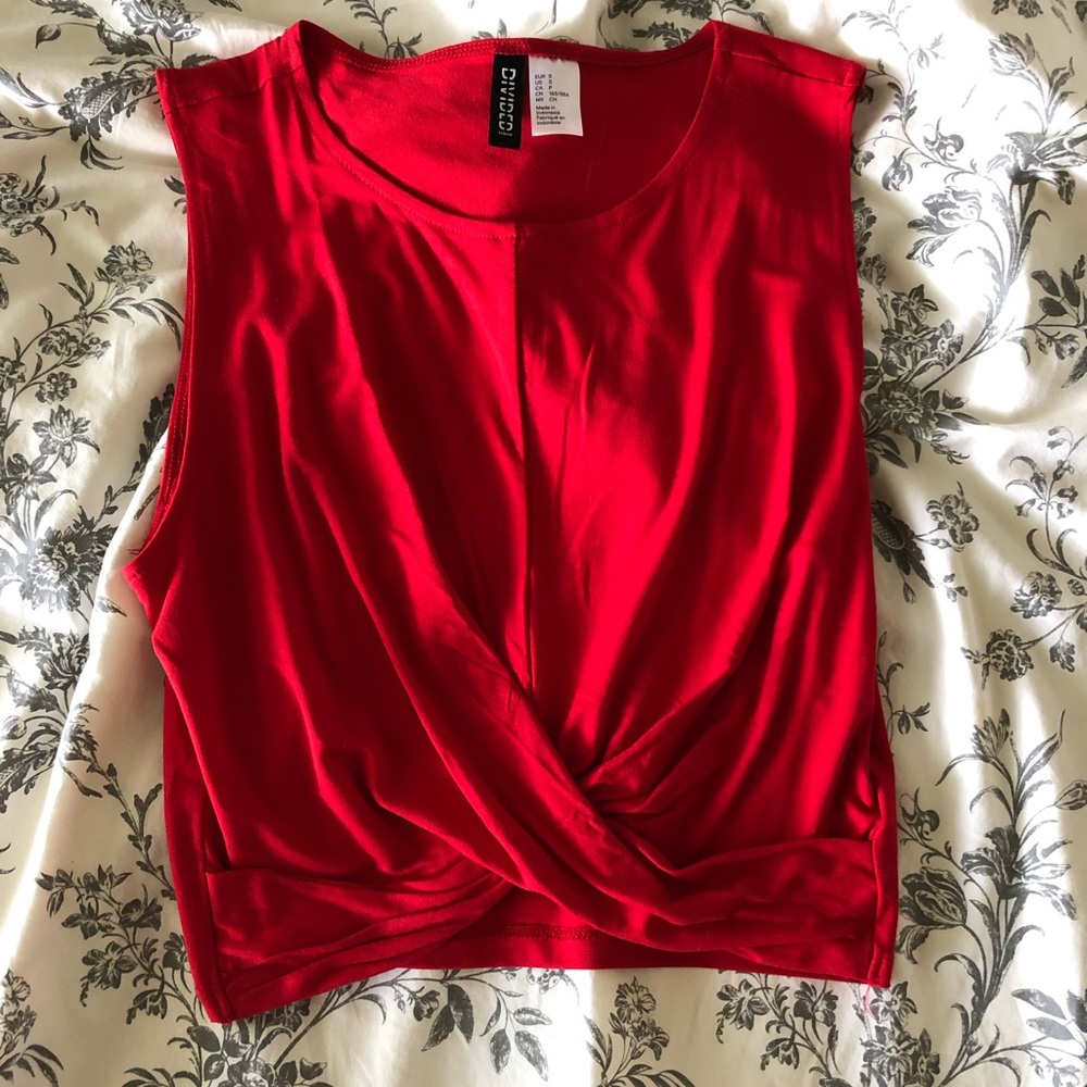 Red crop top with twist detail